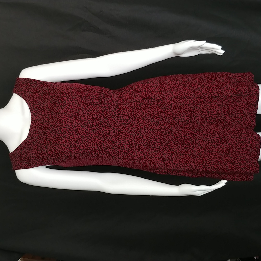 Loft Red and Black Animal Print Tank Dress